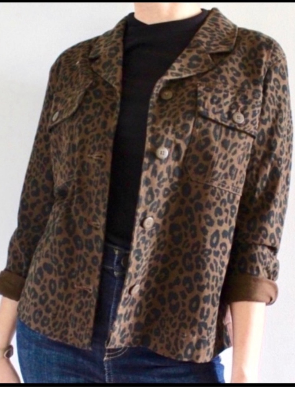 Anthropologie Sanctuary Brown Leopard Print Button-Up Shirt Jacket